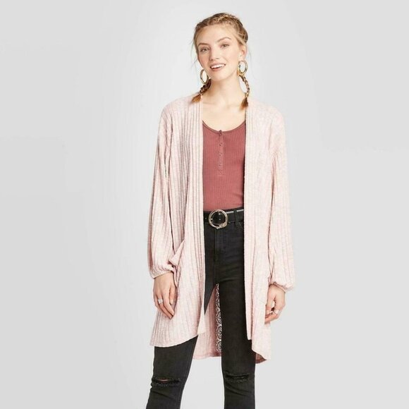 Sweater Cardigan Xhilaration Size S Women's Blush Long Sleeve Lace Trim Knit - Picture 2 of 5